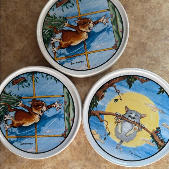 Set of 3 Gary Patterson cat coasters - Picture 3 of 4